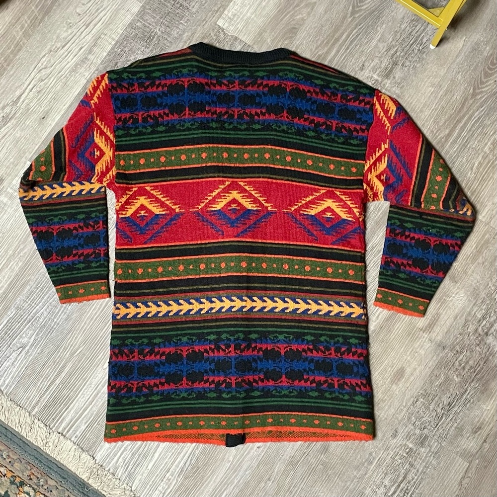 Vintage 1990s Kathryn Deene New York Wool Blend Western Knit Cardigan - Picture 9 of 12